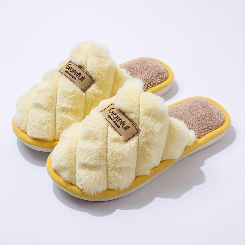 Warm Cozy Slippers - Plaid Colorblock Non-Slip Indoor Home Shoes with Soft Faux Rabbit Fur Lining for Men & Women Footwear Flipflop Girl Slide 7