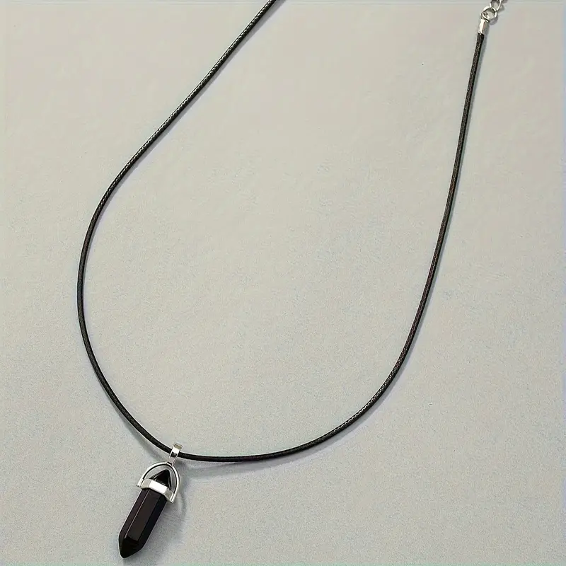 E&I    Black Crystal Hexagonal Pendant Necklace with Stylish Design - Ideal for Casual Wear and Couples' Vacations 4