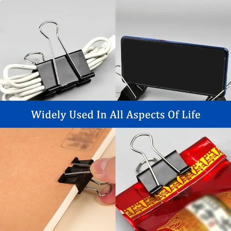 10PCS Large Foldback Binder Clips - 51mm Metal Black Bulldog Clips for Office Home Supplies 5