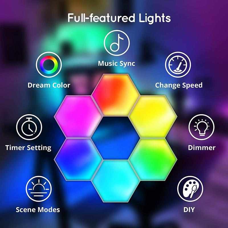 Hexagon Lights 6 Pack with Remote & App 1