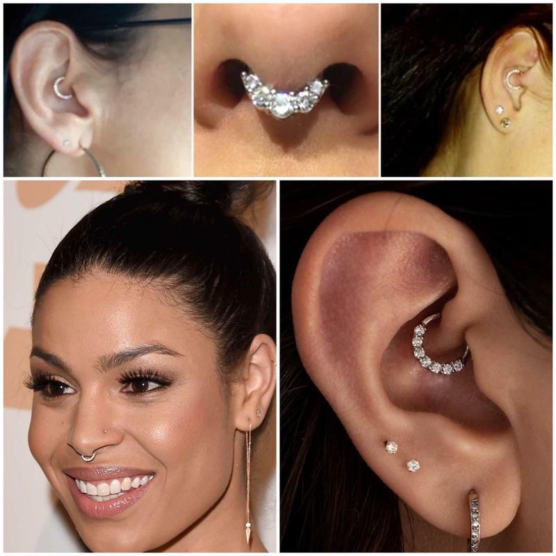 Product Introduction of Daith Septum Piercing Nose Ear Ring 8mm Hoop Rhinestone Zircon Gemstone 18G 1mm Gauge Silver Clear Crystal 21