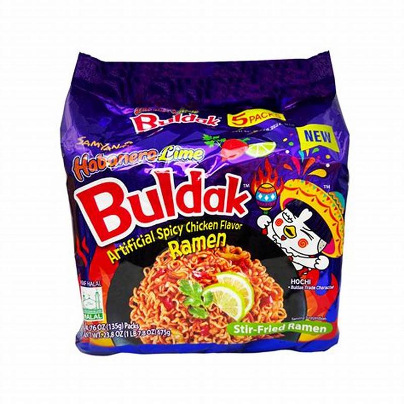 Samyang Buldak Hot Chicken Flavour Ramen - Habanero Lime (1 Pack of 5) Instant Food 1