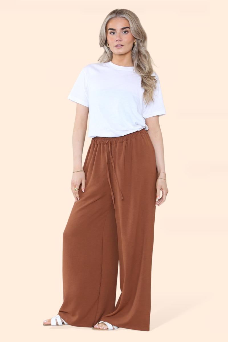 Product Introduction of This That Fashion Women's Ladies Wide Leg Drawstring Palazzo Bottom Trouser Pant Womenswear 5