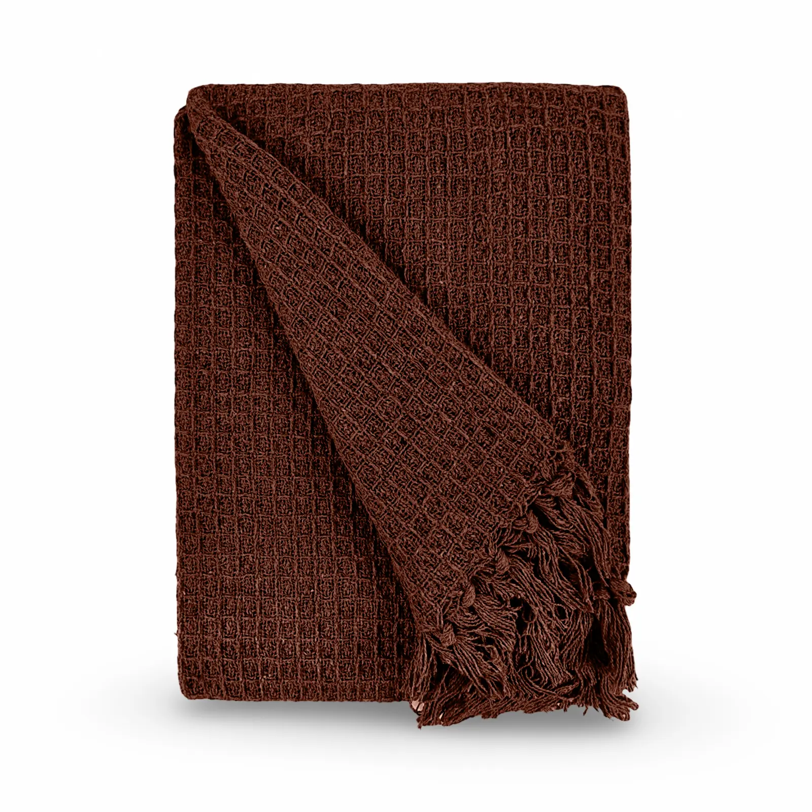 Coffee Brown Honeycomb Waffle Cotton Throw Blanket