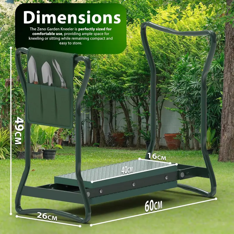 ZENO Garden Kneeler Seat with Handles | 2-1 Kneeler for Gardening | Padded Garden Kneeler | Multi-Use Foldable Garden Kneeler | Lightweight Garden Kneeling Pad | Strong Kneeling Stool with Tool Bag 5