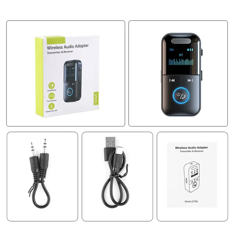 Bluetooth Audio Adapter Wireless Receiver Transmitter MP3 Player 3.5mm Aux for TV Car Headphones HiFi Speaker 5