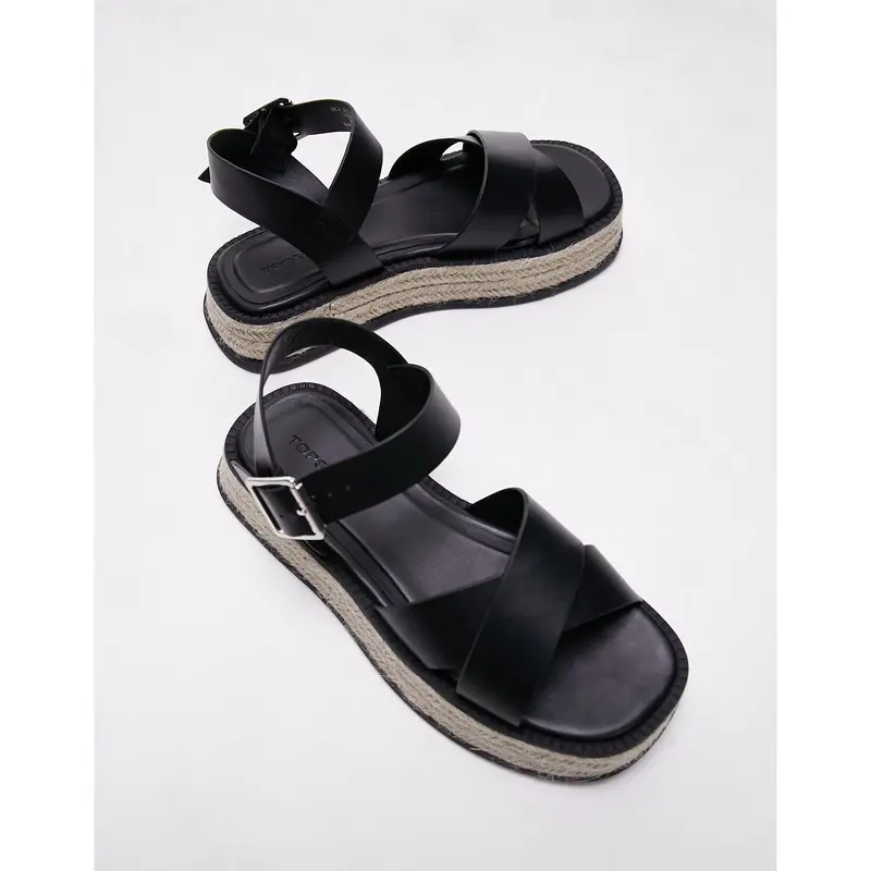 Topshop Jenna espadrille flat sandal in black 1