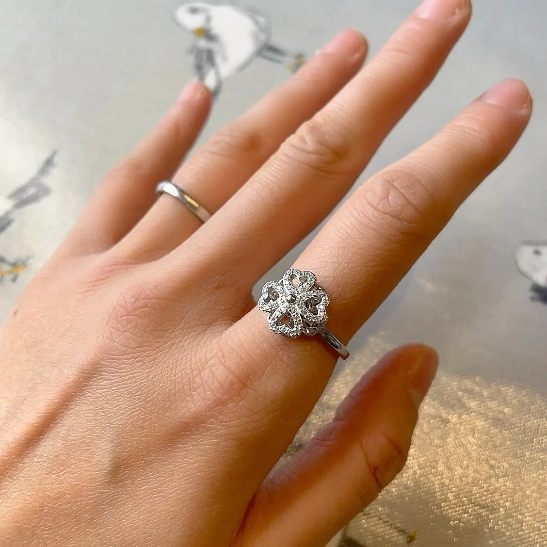925 Silver Anxiety Ring/Spinning Ring/Fidget Ring/Gift Ring/Introvert/Friend/Birthday/Jewellery/Mindfulness/Meditation Ring/Four Leaf Clover