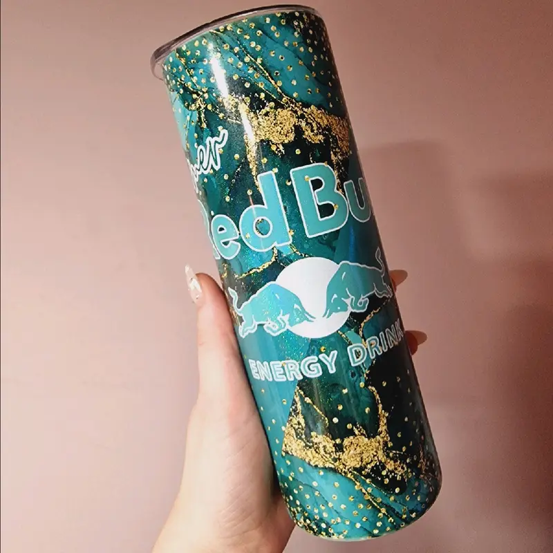 personalised red bull 20oz tumbler with straw custom tumblers 6