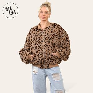 Rela Rela Cropped Leopard Print Oversize Teddy Bomber Jacket Winter Jacket Coat UK 6-22 Casual Comfort Lightweight Womenswear Outerwear Clothing Long Sleeves