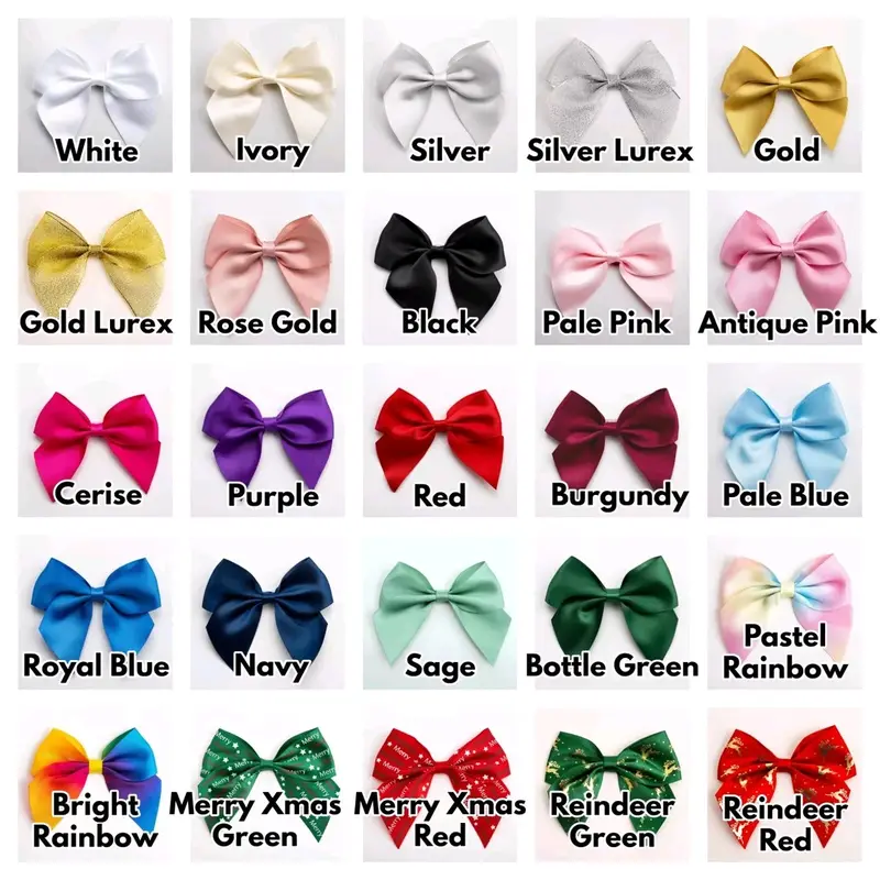 Large Satin Bows 10cm Wide Self Adhesive Pre Tied 38mm Ribbon Hair Wedding Craft 2