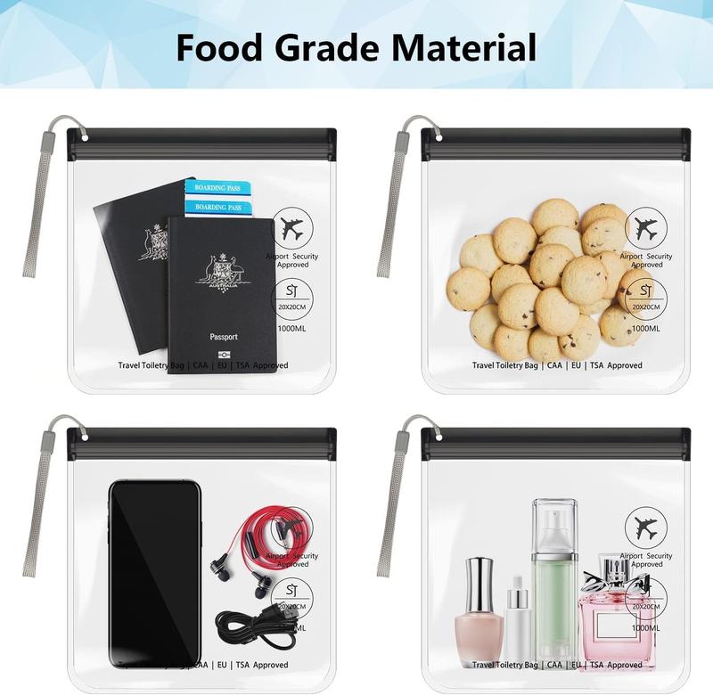 Product Introduction of 4PC Airport Security Liquids Bags 20X20 cm Clear TSA Approved Security Toiletry Bag Approved Hand Luggage Regulations Waterproof Liquids Wash Bags Travel Accessorie Holiday Essentials for Women/Men 2