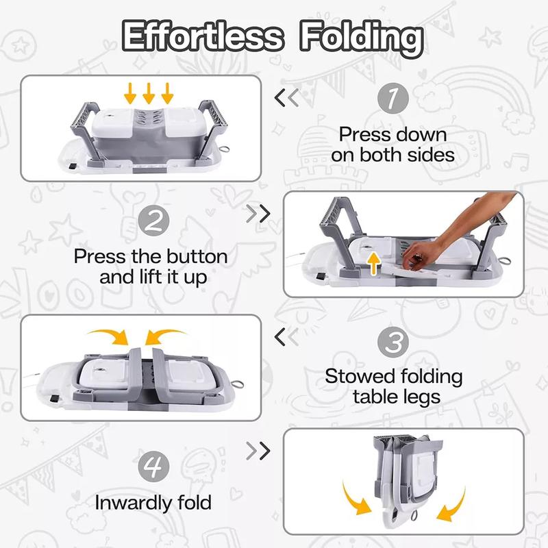 Foldable Baby Bath Tub Ergonomic with Temperature & Cushion Bath Pad + Bath Net 7