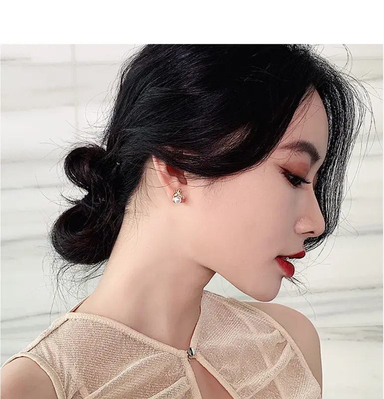 Gold Pearl Stud Earrings Tiny & Cute, Sturdy Studded Beautiful Crafted Jewellery, Accessorize with everyday or office wear outfits Cute jewellery Anniversary Auspicious Daily Wedding Engagement 2