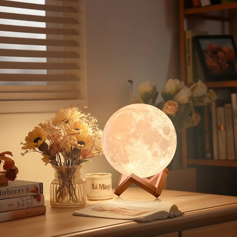 2024 Moon Lamp with 128 Colors - USB Rechargeable LED Night Light, Touch Control & Adjustable Brightness, Perfect for Bedroom Decor & Unique Birthday Gift 1