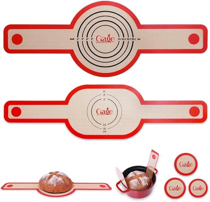 2 Pcs Silicone Bread Sling Silicone Baking Mat for Dutch Oven Liners Non-Stick Heat Resistant Reusable Sourdough Bread Baking Supplies with Long Handle Bread Making Tool for Transfer Sourdough 0