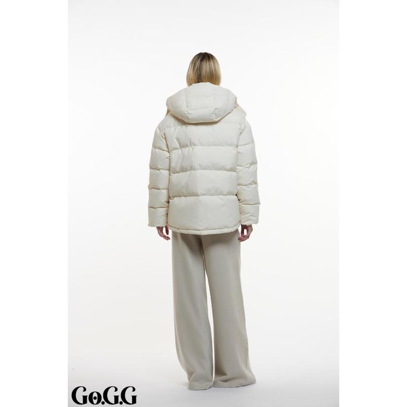 Go.G.G Women's Winter Basic Warm Fitted Button Puffer Jacket, Puffer Coat with Removable Hood Zip 5