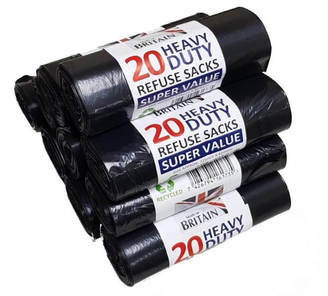 ZANGCO 50L 200 Heavy Duty Black Bin Liners Refuse Sacks Bin Bag 0