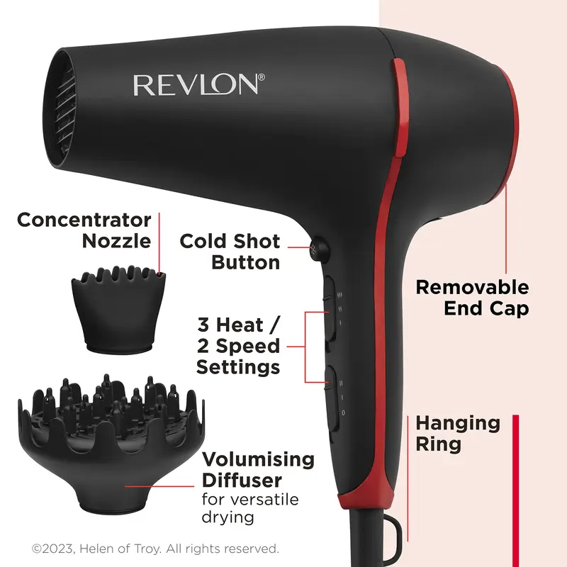 Revlon Smoothstay Coconut Oil-Infused Hair Dryer (2000 watts, 2 Accessories for Styling Versatility: Diffuser & Concentrator Comb, Ceramic Tourmaline Ionic Technology) RVDR5317 3
