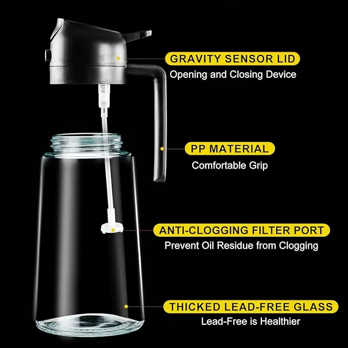 Oil Spray Bottle and Olive , Oil Sprayer for Cooking Air Fryer 500ML/ 17OZ for Cooking, Kitchen, BBQ, Air Fryer, Salad, Baking(1pcs Black) Utensils Nozzle multicoloured spray type oil dispensers oil  dispenser oil  dispenser  bottle 4
