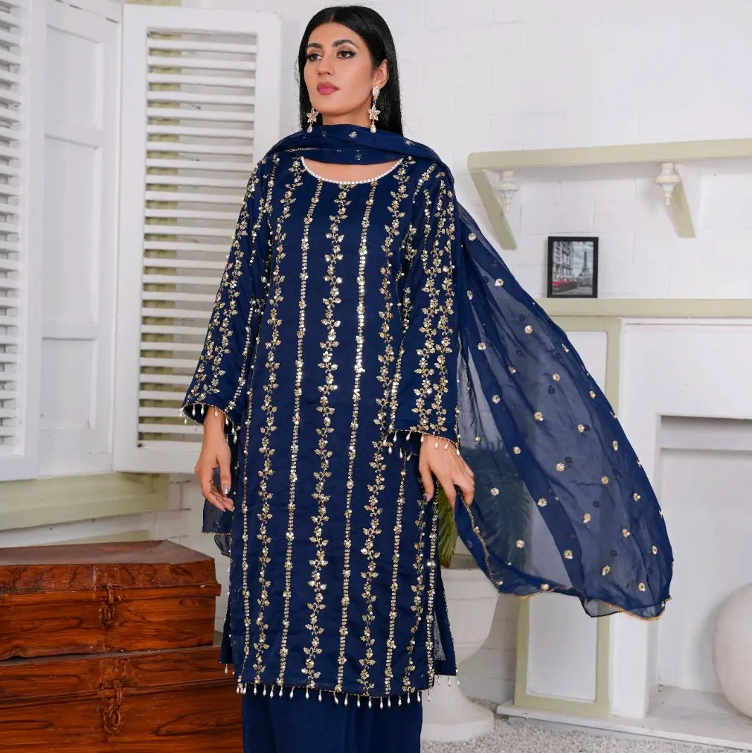 Kit Kat Chiffon Embroidered Kameez With Plazo - | PD-1114-13|