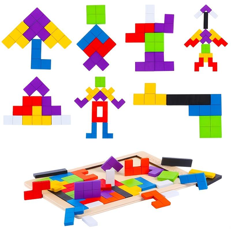 Product Introduction of Wooden Blocks Puzzle Brain Teasers Toy Tangram Jigsaw Intelligence Colorful 3D Russian Blocks Game STEM Educational Gift, Halloween, Christmas Gift, Thanksgiving Day Gift 5