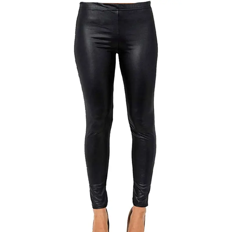 Womens Stretchy Full Length PVC Wet Look Elasticated Waist Legging Pants Ladies Sexy Faux Leather Shiny Party Wear Skinny Fit Trouser Leggings 3