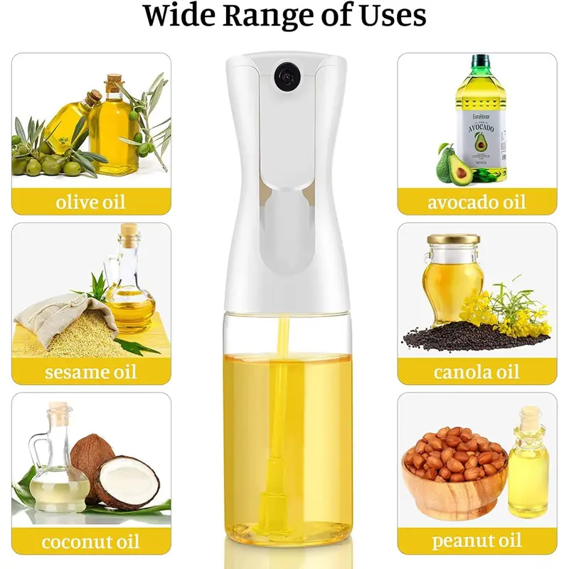 Oil Sprayer Bottle 200ml Oil Spray Dispenser Mister Bottles with Brush Refillable Container for Kitchen Cooking Salad BBQ Baking Grilling Roasting Fryer Vinegar (White) 3
