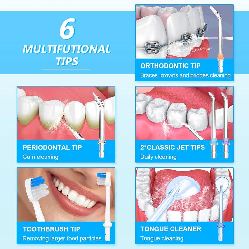 H2ofloss Water Flosser for Teeth Cordless, IPX7 Waterproof Oral Irrigator in 5 Modes, USB Recharged Water Dental Flosser with 30 Days Use, Gravity Ball for Upside Down Use, 300ml Water Tank (White) 7