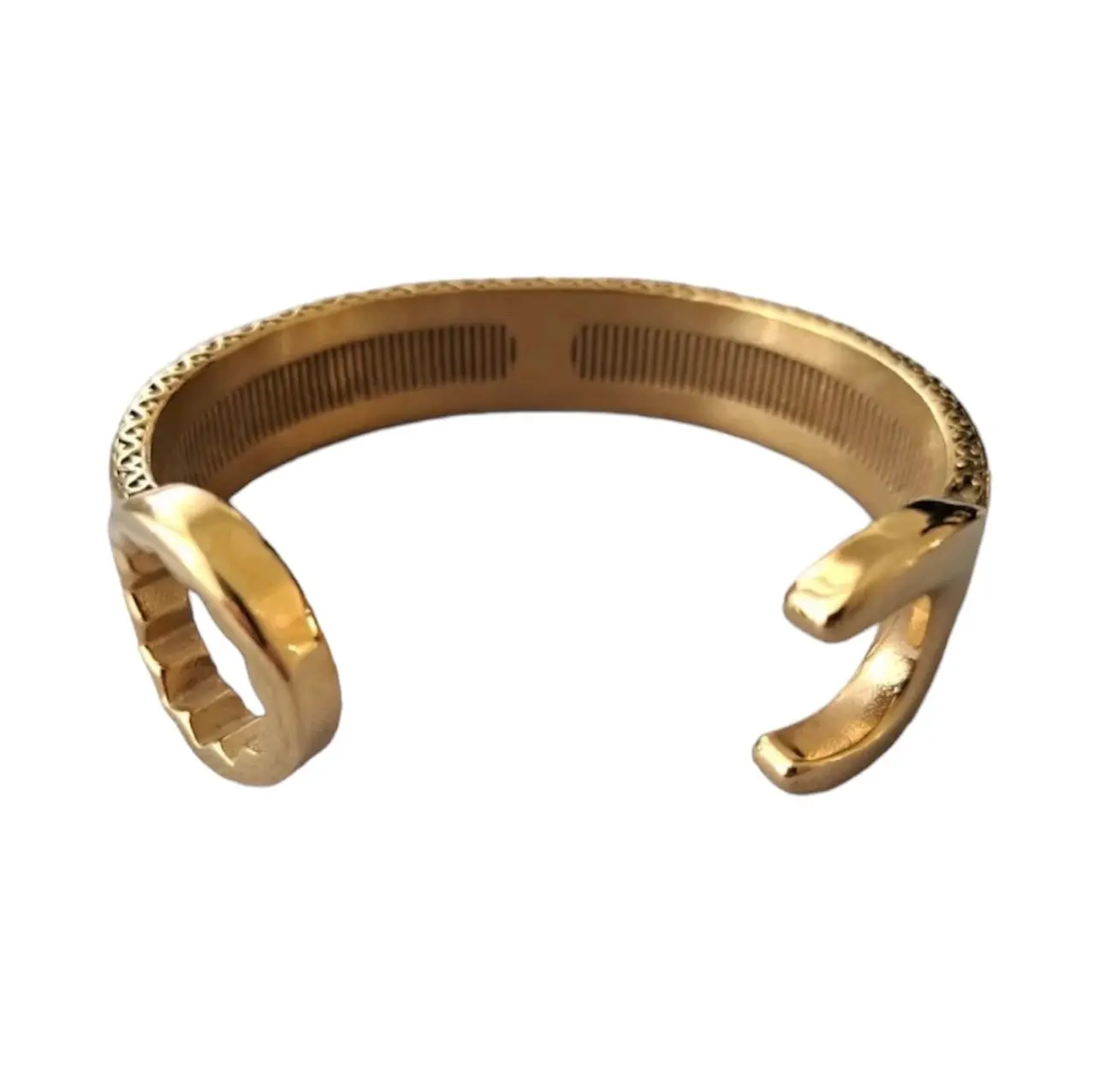 Gold Silver Spanner Cuff Bracelet Mens Jewellery Chunky