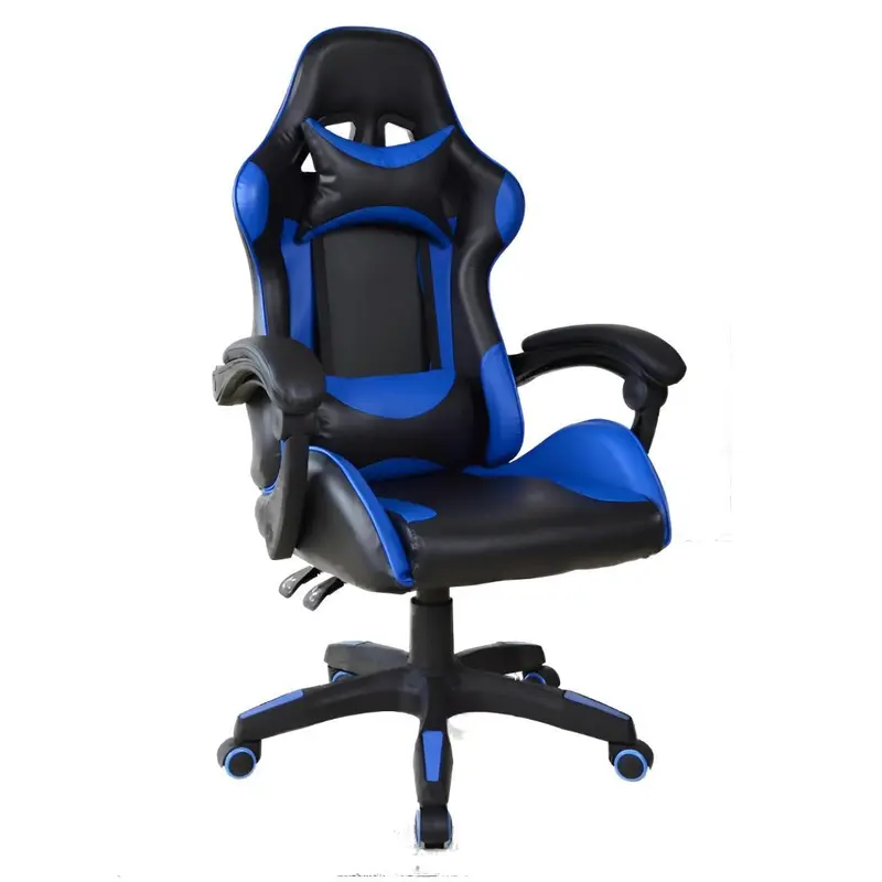 Ergonomic Blue & Black Racing Style Gaming Chair With Adjustable Recline, Lumbar Support, High-Back Design, Memory Foam Padding & 4D Armrests 1