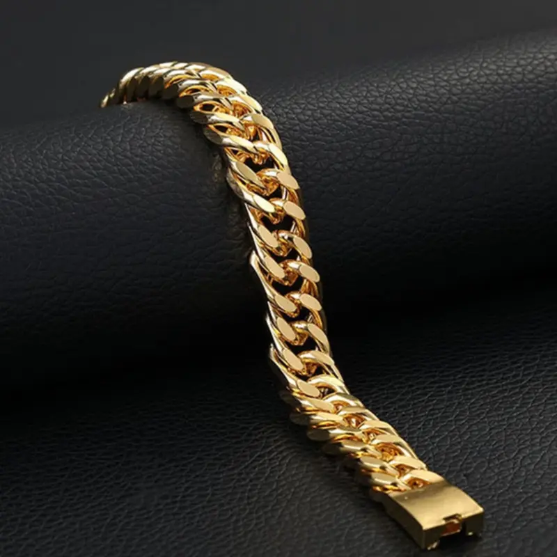 Simple 14k gold plated chain bracelet for men 1