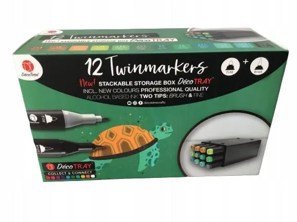 Deco Time Twinmarkers In Deco Tray 12 Pack - Green 3