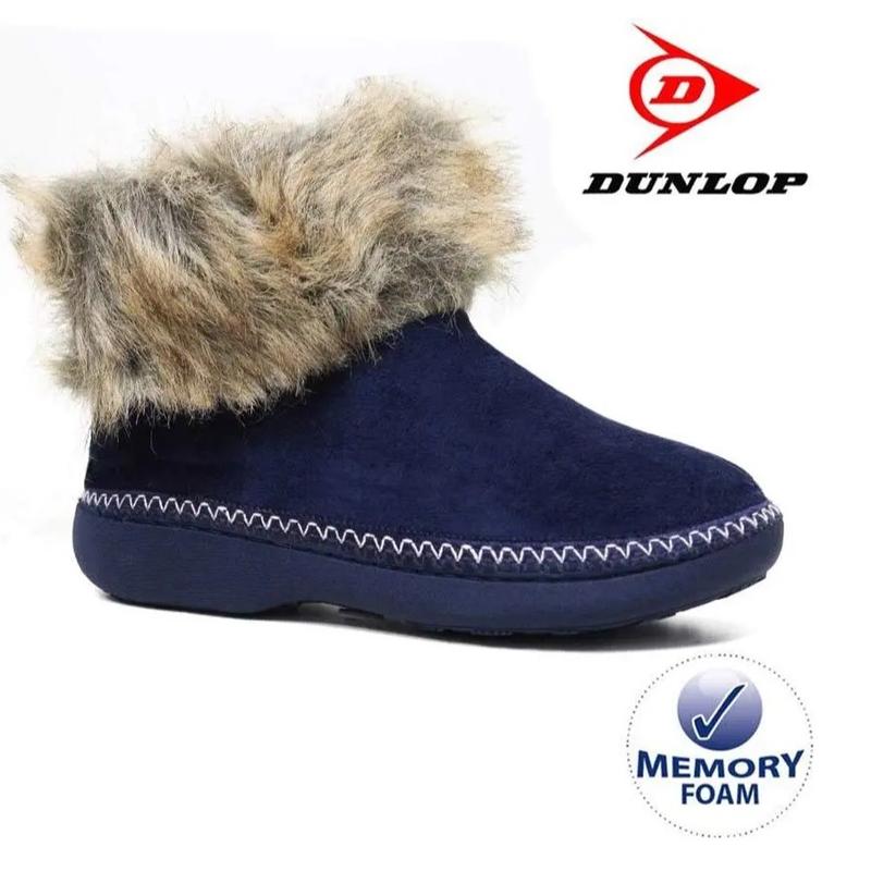 LADIES SLIPPERS WOMEN DUNLOP MEMORY FOAM FUR THERMAL ANKLE BOOTS WARM SHOES SIZE 3