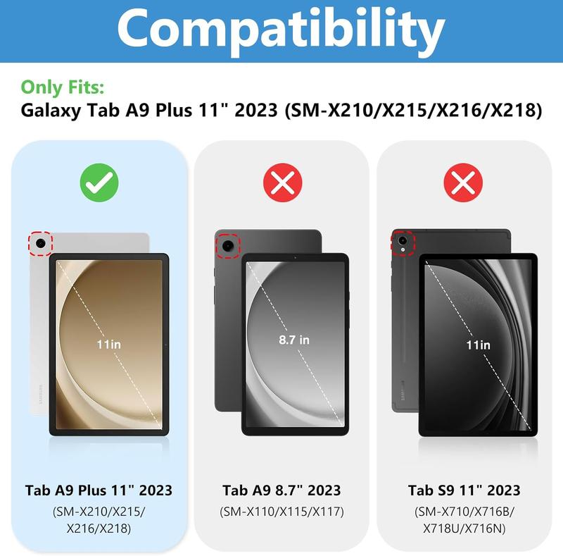 Mr.iFix 2 Pack Screen Protector for Galaxy Tab A9 Plus 11 Inch 2023, Tempered Glass Screen Film Guard for 11" Galaxy Tab A9+ Plus Tablet (SM-X210/X215/X216/X218) Protection 1