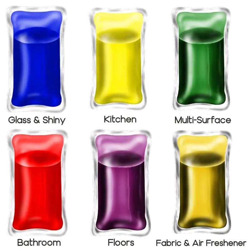 GreenQube Home Cleaning Refill Pack of 6 - Colorful Cleaners for Sparkling Results - Waste Free 0