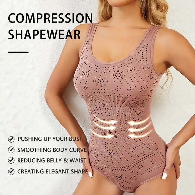 Women Seamless Comfy Bodysuit Shaper Printed Plus Size Tummy Control Shapewear Flat Belly Slimming Body Shapers Corset Tank Top 4