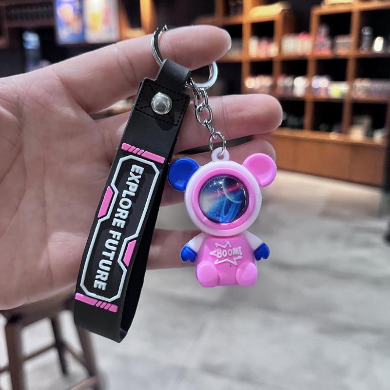 1pcs Interstellar Bear Astronaut Keychains - Silicone, Street Style Fashion Accessories for Men & Couples 2