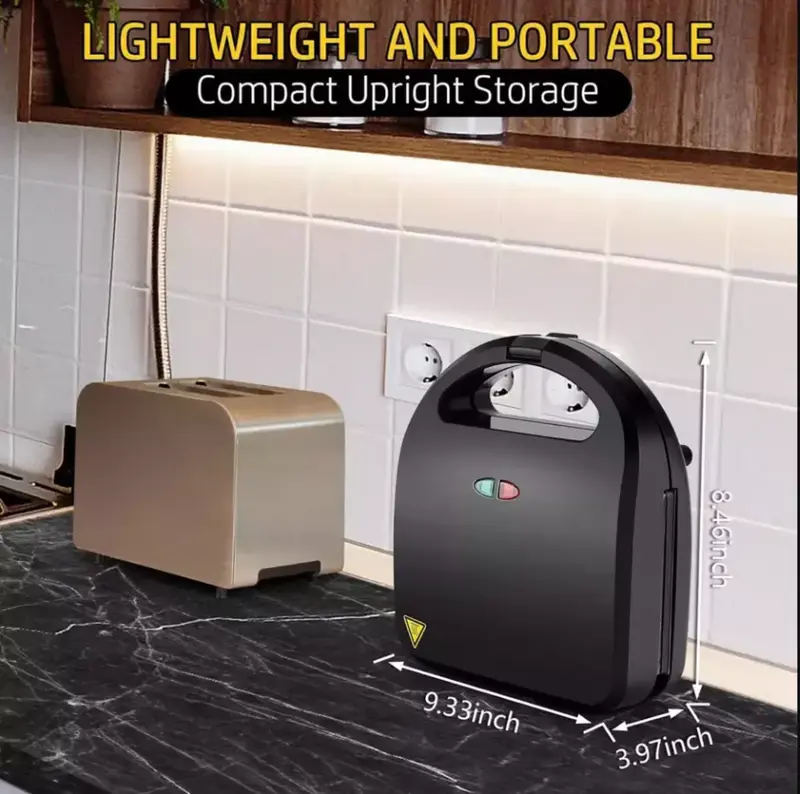 3-in-1, SANDWICH TOASTER WAFFLE MAKER IRON TOAST PANINI PRESS NON-STICK Interchangeable Non-Stick Cooking Plates, Waffle, Panini Press, Snack Maker, Toastie Sandwich Toaster, LED Indicator Lights, 750 W, Black 5