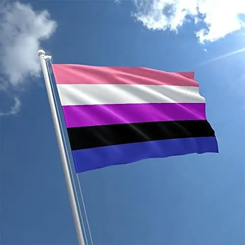 5ft x 3ft Genderfluid Flag Lesbian Love Gender Diversity Trans/LGBTQ/Pansexual/Non-Binary/Genderfluid Celebration Support 2
