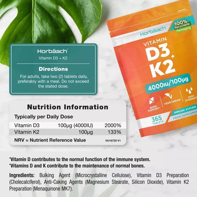 Vitamin D3 4000 IU & K2 MK7 100 µg | 365 Tablets 2
