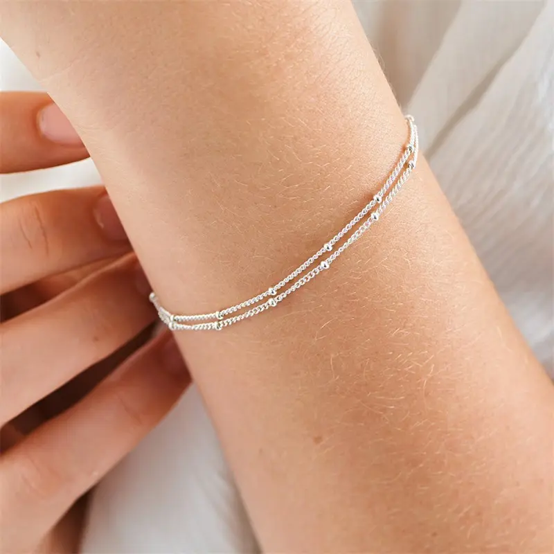 U Shape Stainless Steel No Inlaid Chain Bracelets 1-Pcs Tarnish-free and Water Resistant (E121)