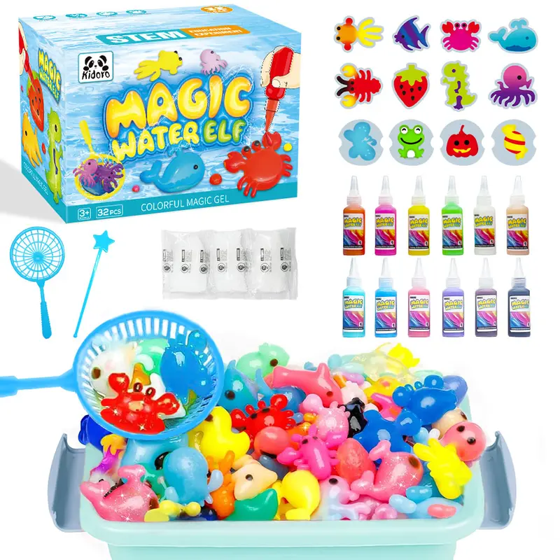 Kidoro Magic Water Elf Toy Kit with 12 Magic Gels, 12 Molds - Imaginative Play, Christmas Gifts, Birthday 0