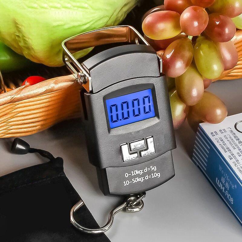 1pc Black 50kg Portable Electronic Portable Luggage Scale LCD Digital Display Screen Express Delivery Scale Hook Mini Scale 4