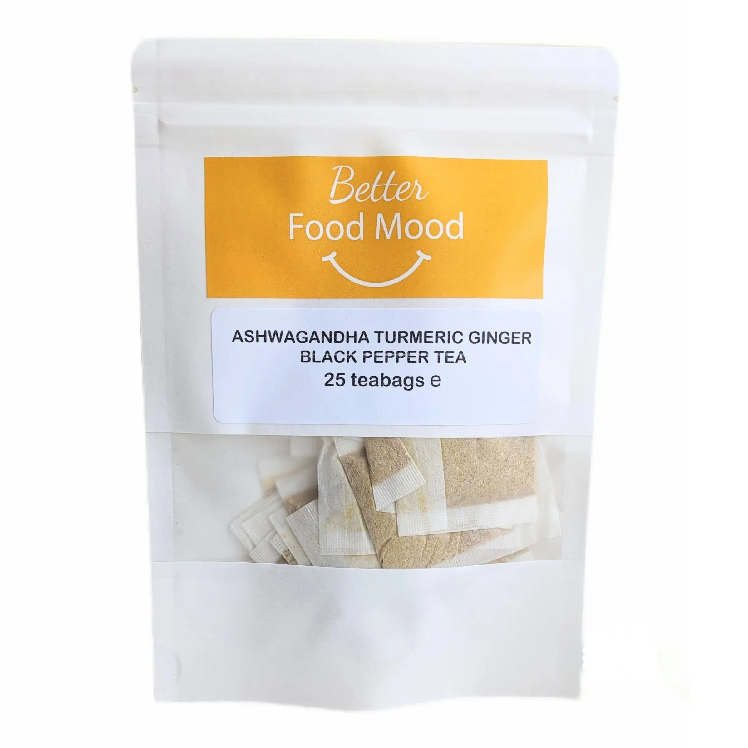 Better Food Mood Ashwagandha Turmeric Ginger Black Pepper 25 Tea Bags - Natural Beverage turmeric  root anxiety wellness