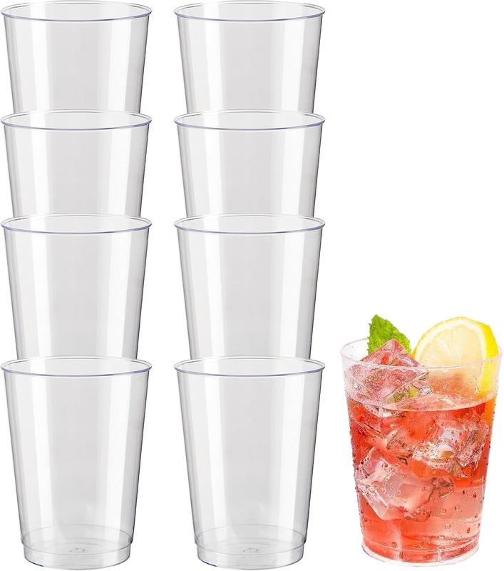 40 Premium Clear Hard Plastic Cups/Tumblers - 10oz (285ml) Reusable Tumblers for Drinks, Cocktails & Desserts - Sturdy Stackable Party Glasses for Weddings, Anniversaries, Birthdays, Camping & Picnics 1