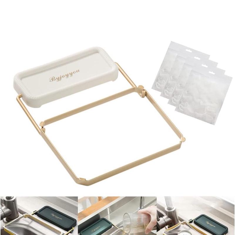 Kitchen Sink Drain Strainer with 100 Pcs Net Mesh Hanging Bags for Kitchen Leftovers, Garbage, Food Waste - White - Utensils Basket Tea Filter 8