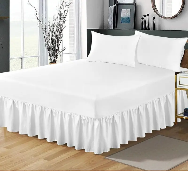 Easy Care Plain Dyed Polycotton Valance Sheet Super Soft Shrinkage Fade Resistant Frilled Valance Bed Skirts Extra Deep Fitted Valance Bed Sheets (White, Super King) 1