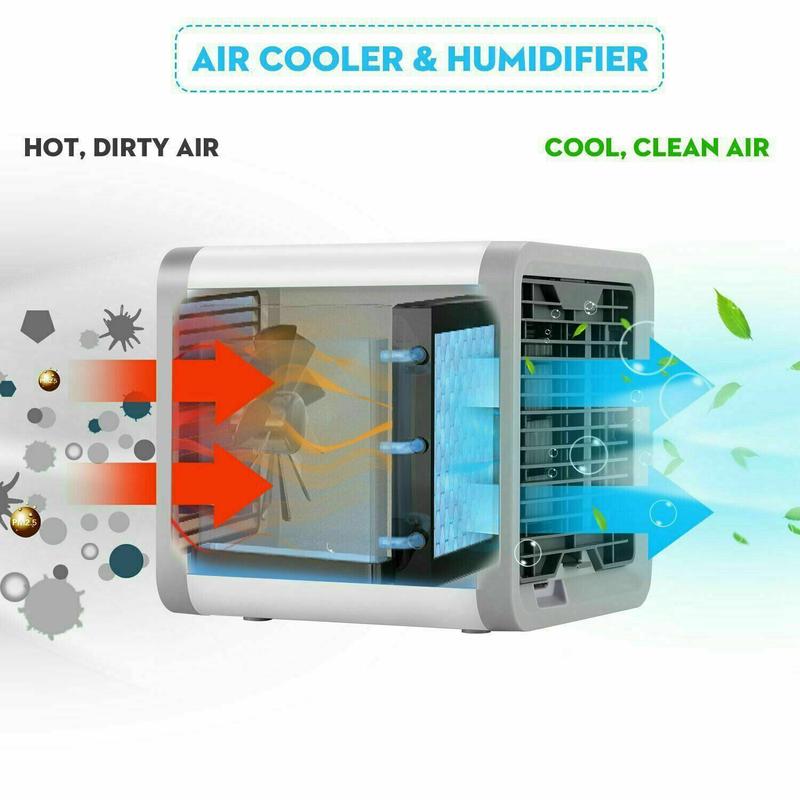 Mini Air Cooler Portable LED USB Air Conditioner Fan Humidifier Purifier Cooling 2