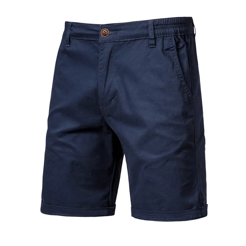 Fashion Mens 100% Cotton Business Casual Shorts Summer New Social Elastic Waist Cargo Shorts Bermuda Beach Gym Shorts Men Menswear Pocket 5